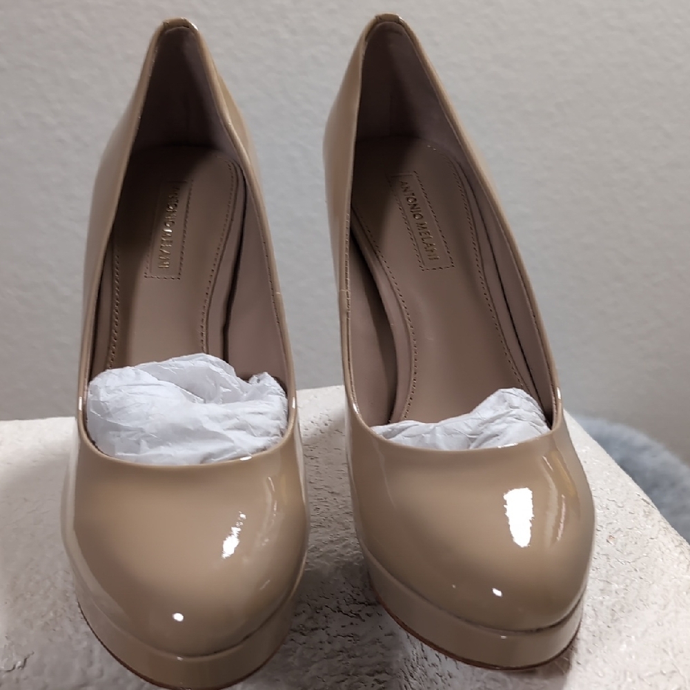ANTONIO MELANI Nude Patent Leather Heels